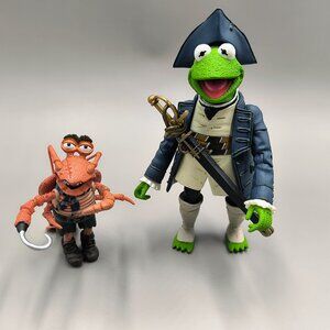 Palisades Muppet Action Figure Kermit as Captain Abraham Smollet w Polly Lobster